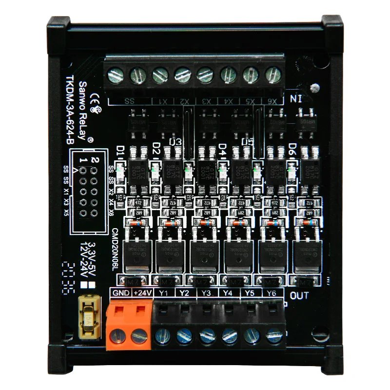 6 channels 3A Optocoupler Isolation Amplifier Relay Module with Safety Tube Solenoid Valve Single Chip Microcomputer Control Bo