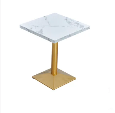 China Manufactory Wholesale Marble Desktop Coffee Shop Cafe Tables Stainless Steel Metal Leg Dining Table Restaurant Furniture
