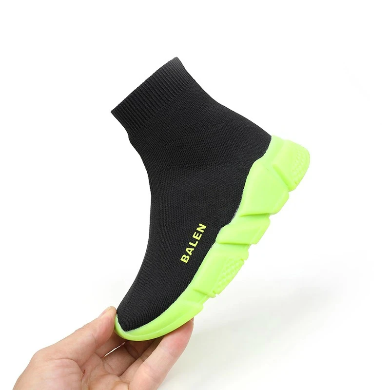 2021 Girls Boys High Top Fashion Brand Sock Sneakers Toddler/Little/Big Kid Casual Mesh Trainers Children Walking Slip-On Shoes