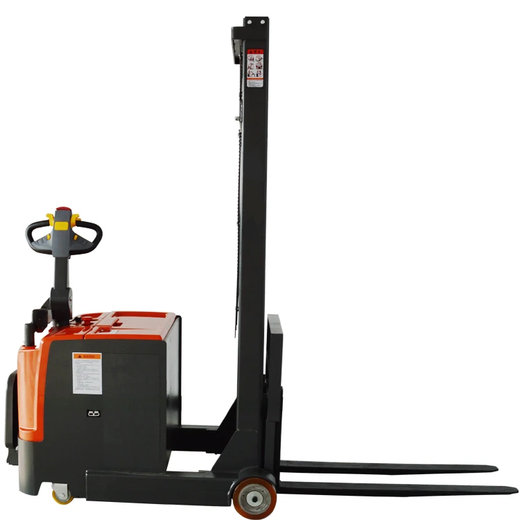 Mini 1T Rough Terrain Pallet Stacker Food & Beverage Factory Forklift Truck Hoist with dual mast