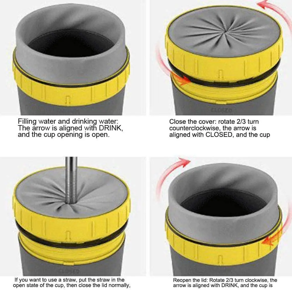 PROKTH Twizz Travel Mug with Unique Twist Leak-Proof Design Lidless Silicone Membrane Twist Sippy Cup,12 Ounce Double Walled Ins