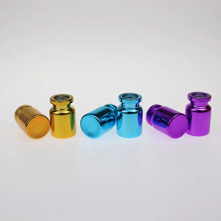 Wholesale Cosmetic medical glass potion bottle 5ml gold purple blue electroplate glass vial