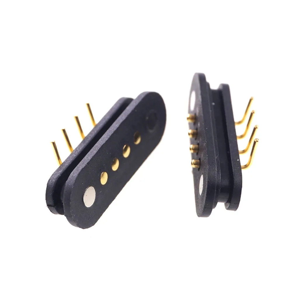 Strong Magnetic Force Mating Wearable Device Usb Charge Cable Connector 4 Pin Straight Welding Magnetic Pogo Pin Connector