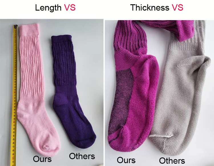 Slouch Scrunchy Socks for Women Colorful Long Loose Stacked Chunky Cotton Ladies Girls Casual Knee High Boot Sock