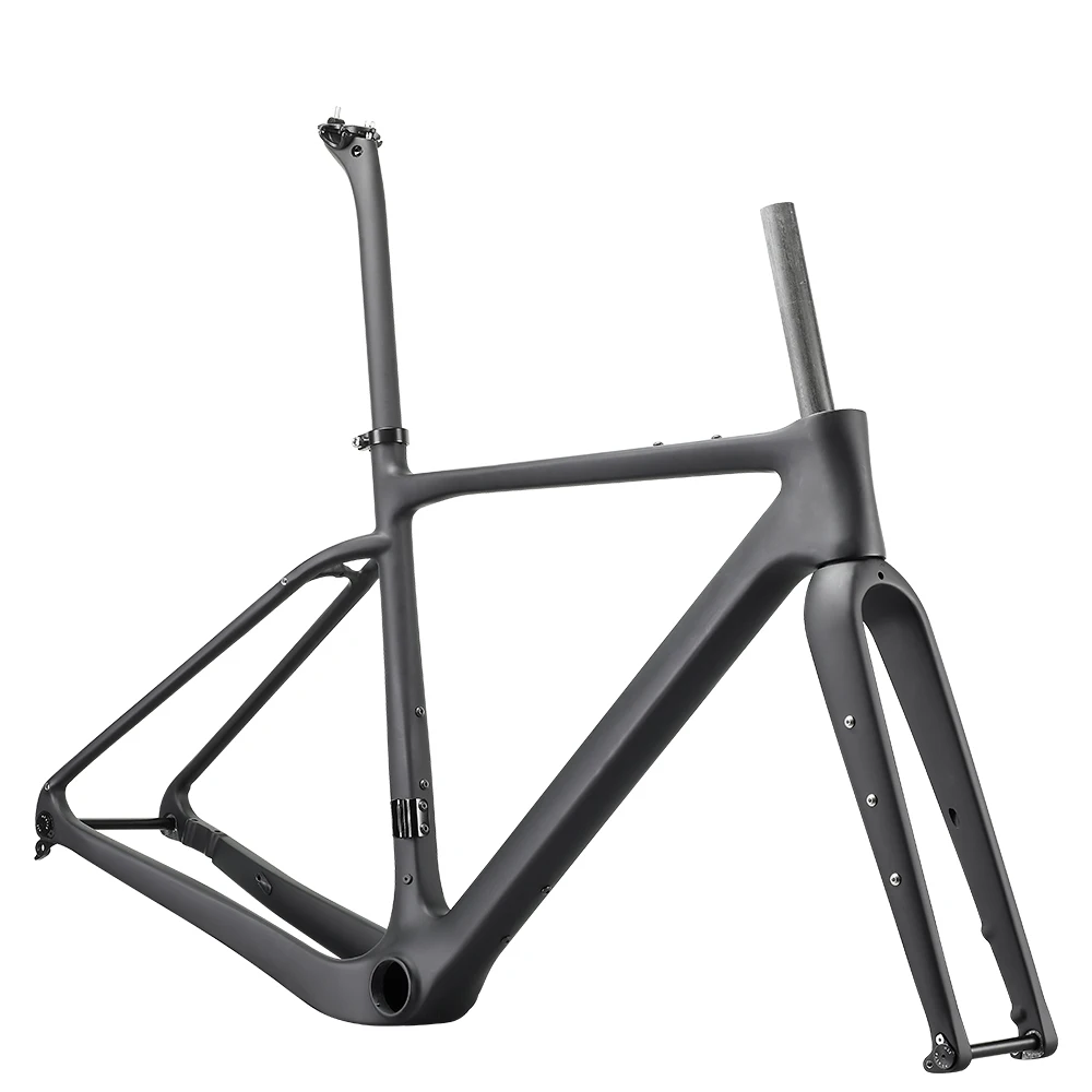 Wholesale Price Cyclocross Gravel Bike Carbon Bike Road Frame+Fork+Seat Post +Handlebar Thru-Axle 12*142 Disc Road Bicycle Frame