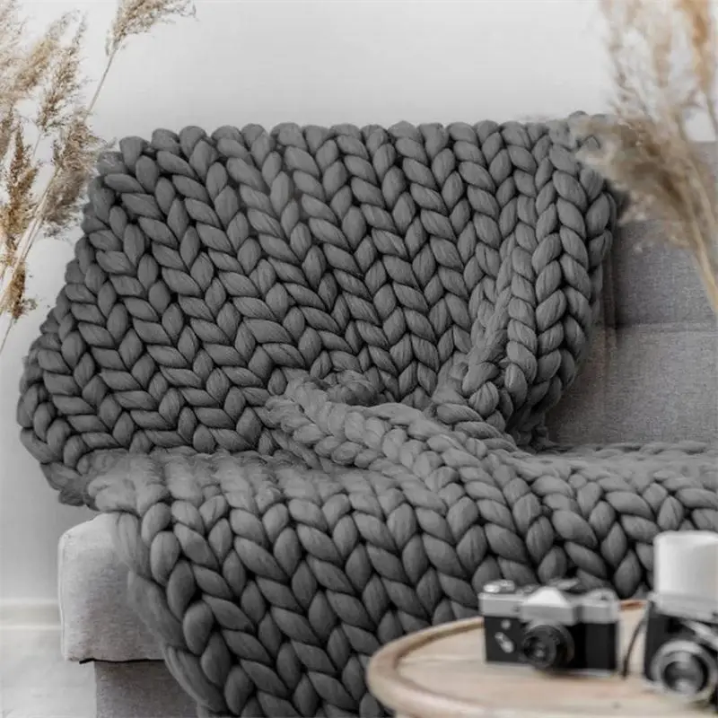 Bedroom Decor Fashion Bulky Handmade Soft Knitting Throw blanket Knit Chunky Blanket for Gift
