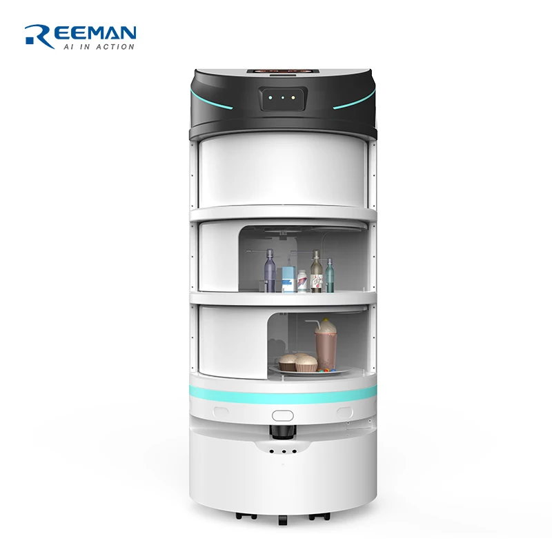 Best Selling Qr Code Verificatio Delivery Robot Factory Autonome Mobile Delivery Vehicles Trolley Serving Food Robot