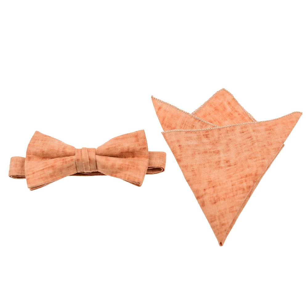 Cuyino 100% лен ручной работы предварительно привязанный галстук-бабочка и носовой платок для мужчин