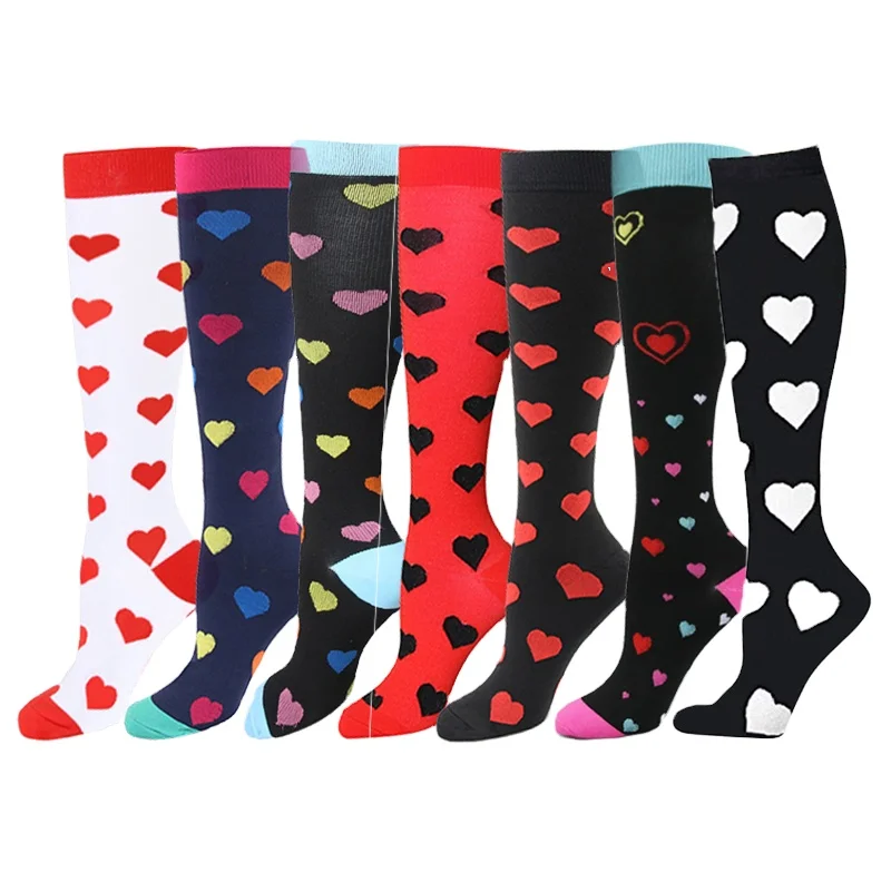 Hot Sale Running Medical Compression Socks Colorful Heart Shape Custom Bulk Elite Socks Compression Socks for women hot sale