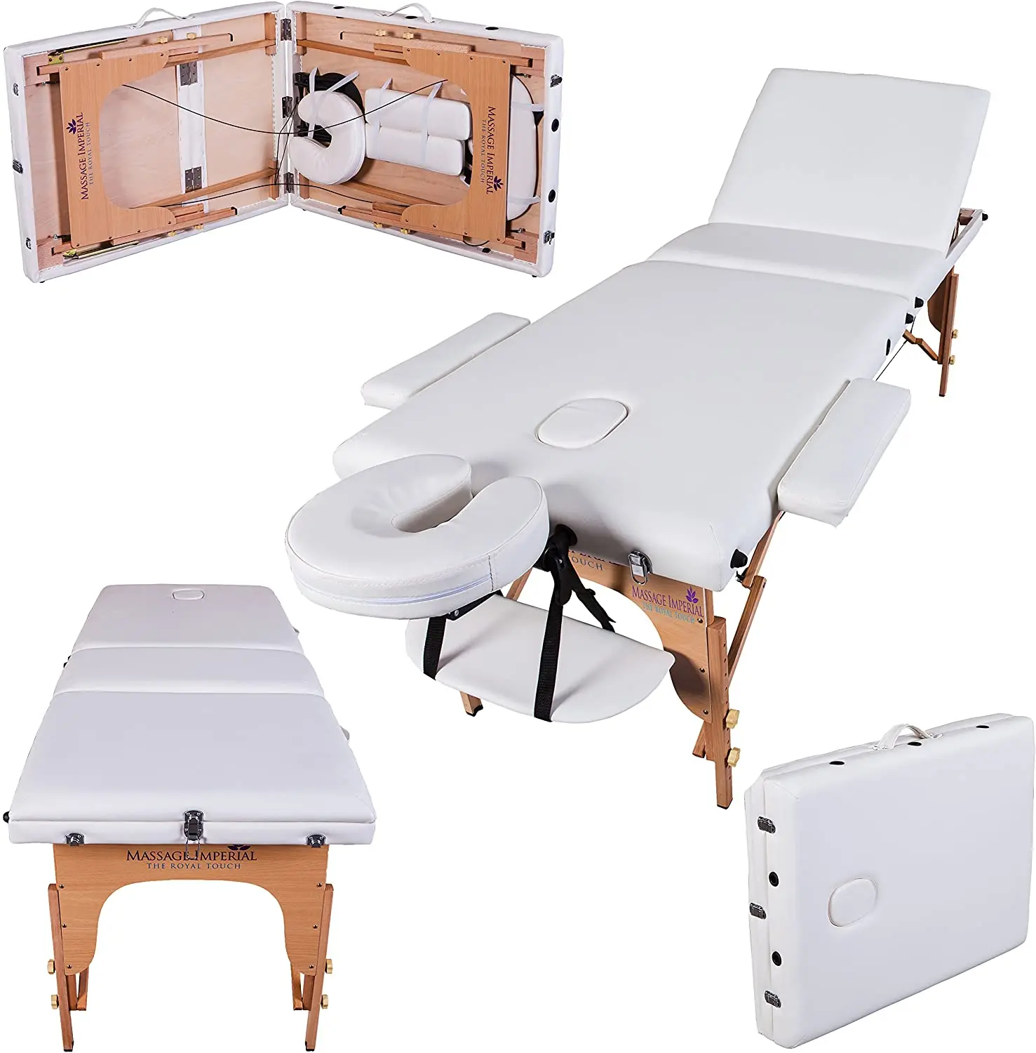 
White Color Portable Collapsible Tattoo Beauty Massage Bed Two Folding spa moxibustion bed massage table 