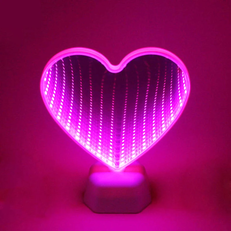 3D Acrylic LED Night Light Love Heart Lamp Neon Sign For Home Bedroom Valentine Day Wedding Decoration Kid Girl Gifts Table Lamp