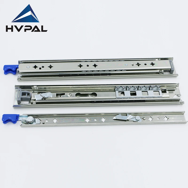 Hvpal 115kg Load Capacity 53mm Width 3Fold Channel Sliders Locking Side mounted Telescopic Rails  Heavy Duty Drawer Slide