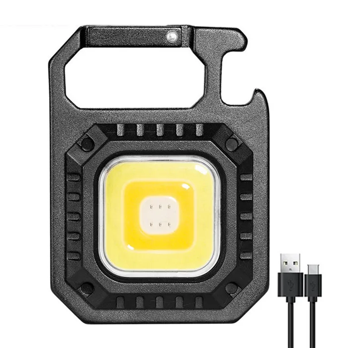 Multifunctional Mini COB Keychain Light USB Rechargeable Emergency work lamp Magnetic Repair LED Work Light With Bottle Opener