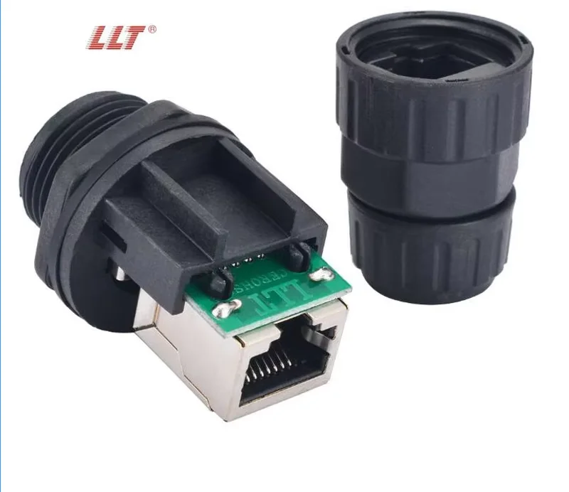 Llt M19 Rj45 Waterproof Connector Cat5e Cat6e Front Panel Mount