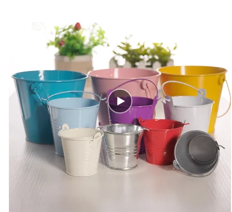 Mini Metal Bucket Tin Candy Gift Box Buckets Wedding Party Souvenirs Gift Pails Tinplate Chocolate Dragee Box Candy Bar Decor
