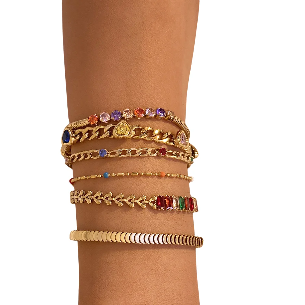 High Quality Trendy Fashion Bracelet Sparkling Elegance Women Vintage Stainless Steel Charm Bracelet for Gift