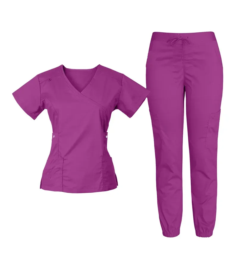 Fashionable women scrubs sets stylish anti wrinkle medical work nursing scrub uniform new style nurse uniform for hospital