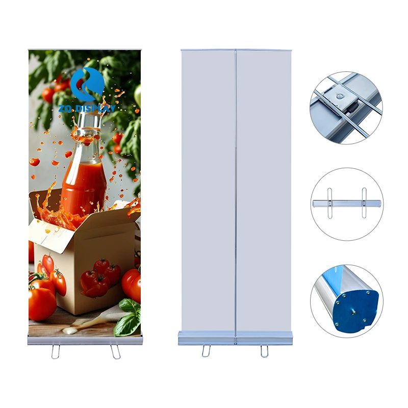 Fast Shipping Luxury Rollup Banner Stand 200cm Poster Display with Large Base Aluminum Frame for Advertising