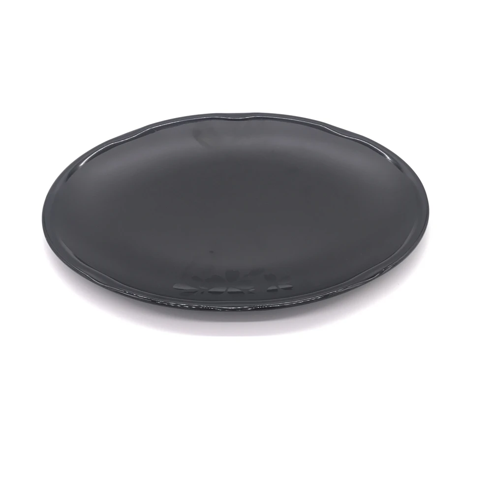 
Print your logo Korean Japanese style dinner plates healthy plastic matte black melamine plate 