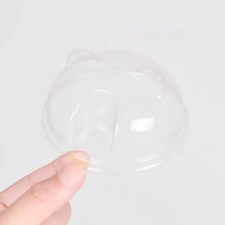 90mm 95mm Caliber Transparent Disposable PET Plastic Panda Cover Plastic Cup Lid