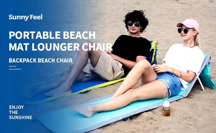 Custom Outdoor Lightweight Reclining Folding Beach Chair Cover Portable Beach Mat Lounge Chair