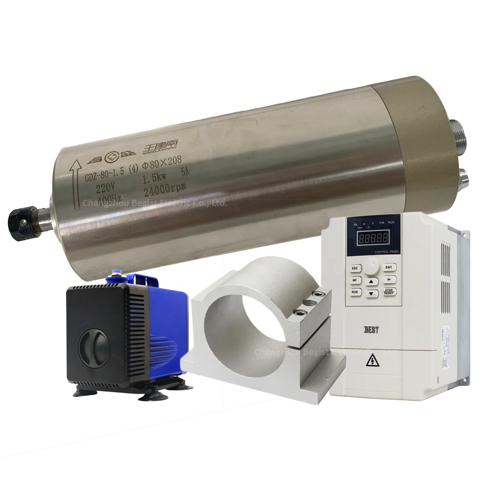 1.5KW Water Cooled Spindle Motor ER11 For CNC Engraving Machine With 4 Bearings For Engraving