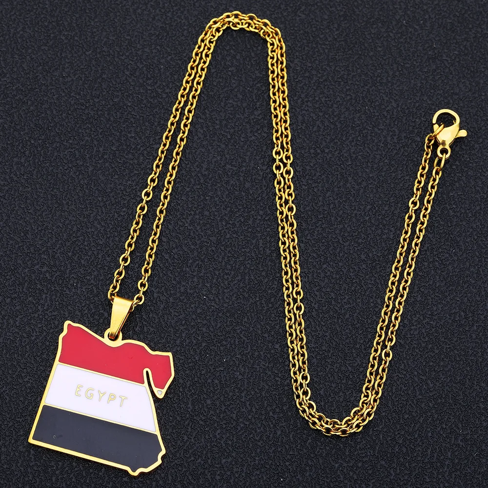 High Quality Country Egypt Map Stainless steel Pendant Necklaces for Men Women Egyptians Maps
