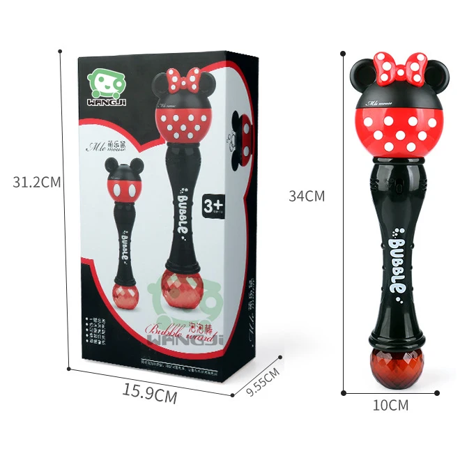 Cute Mouse Magic Wand Bubble Electric Bubble Maker Machine With Light And Music Handheld Bubble Wands Set  For Kids