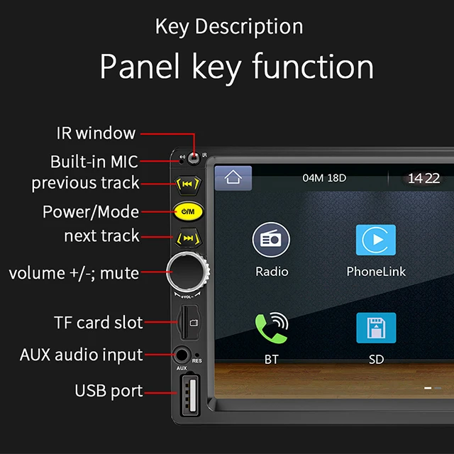 Carplay Android Auto 7 Inch MP5 Player For Universal Car Model Car Video Player Car Multimedia Player Android Head Unit