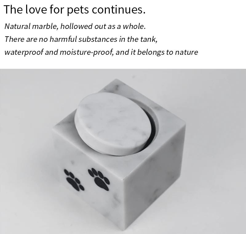 Custom size Handmade Marble Pet Dog Cat Cremation Urns High Quality Western Style Funeral multipurpose Luxury marble jar