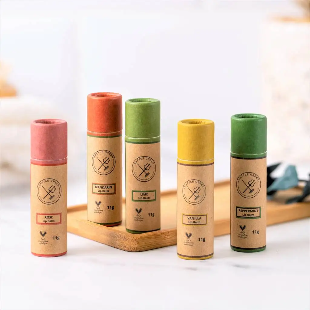 Biodegradable Food Grade Cosmetic Lipstick / Lip Balm Push Up Cardboard Paper Tube Container with Custom Logo