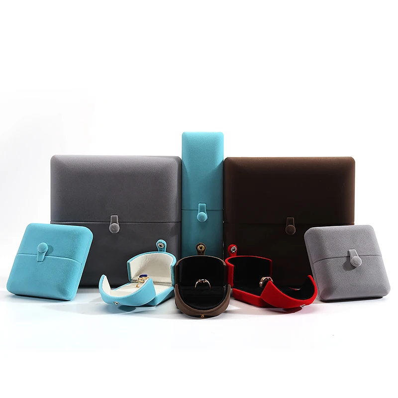 Manufacturer custom luxury double open velvet jewelry storage earring ring box packaging gift box