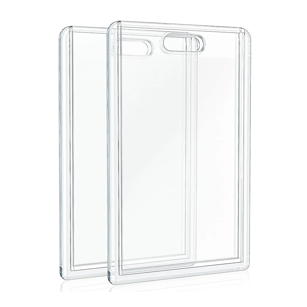 Sliding Badge Holder Clear Card Case Hard Plastic Card Protector Pouch For Office School Id Credit Card Driver License Pass