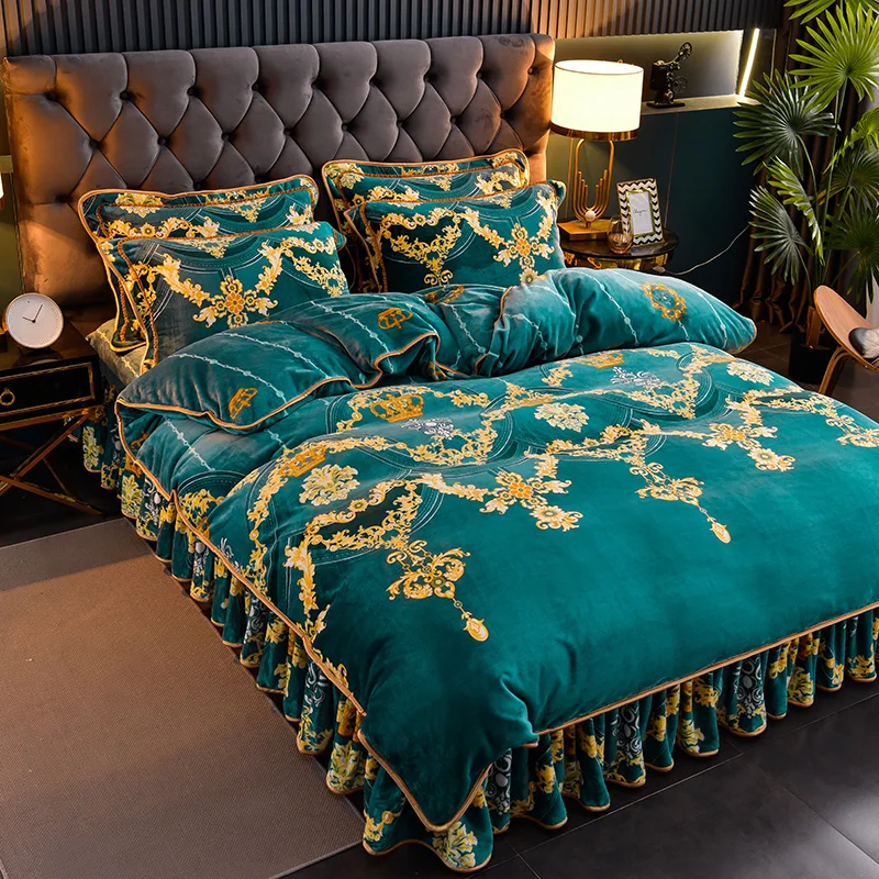 Home Textile Twill cotton cashmere thickened plant Cotton Bed Linens 4pcs Bedding Sets Bed Set Duvet Cover Bed Sheet Mans Cover