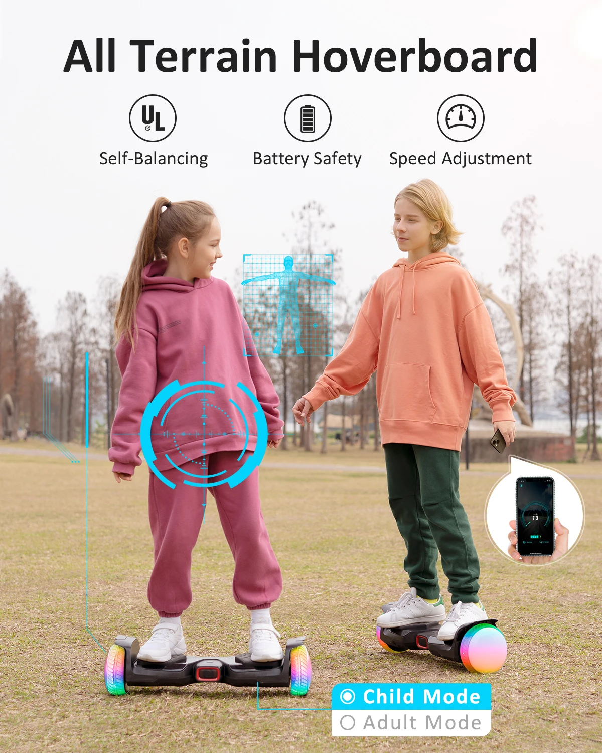 International brand GYROOR Two Wheel 6.5 inch Smart Self Balancing Adult Kid Electric Hoverboard LED Lights HoverBoard 600W