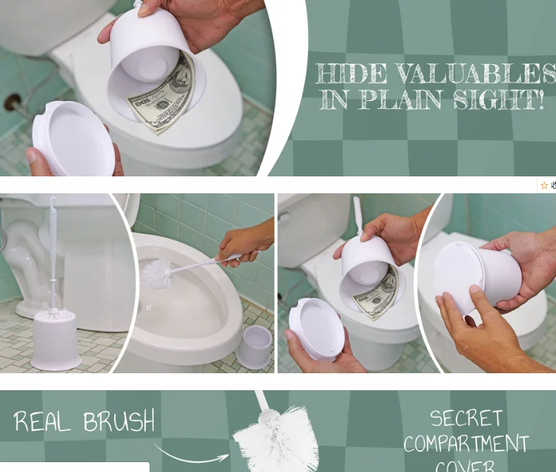 Toilet Brush Diversion Safe Stash Safe box White Toilet Brush Hidden safe with food grade smell proof bag