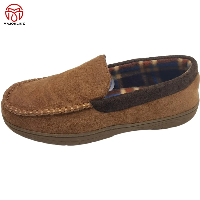 OEM factory customized indoor Slippers for Men Flat Moccasins Loafer home Shoes TPR outsole winter warm bedroom slippers  women