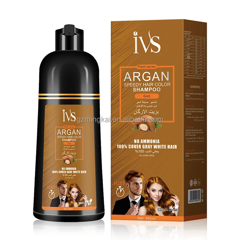 OEM Wholesale Professional Cosmetics Manufacturer Natural Hair Dye Shampoo Argan Oil Black Hair Shampoo Magic Hair Color Shampoo