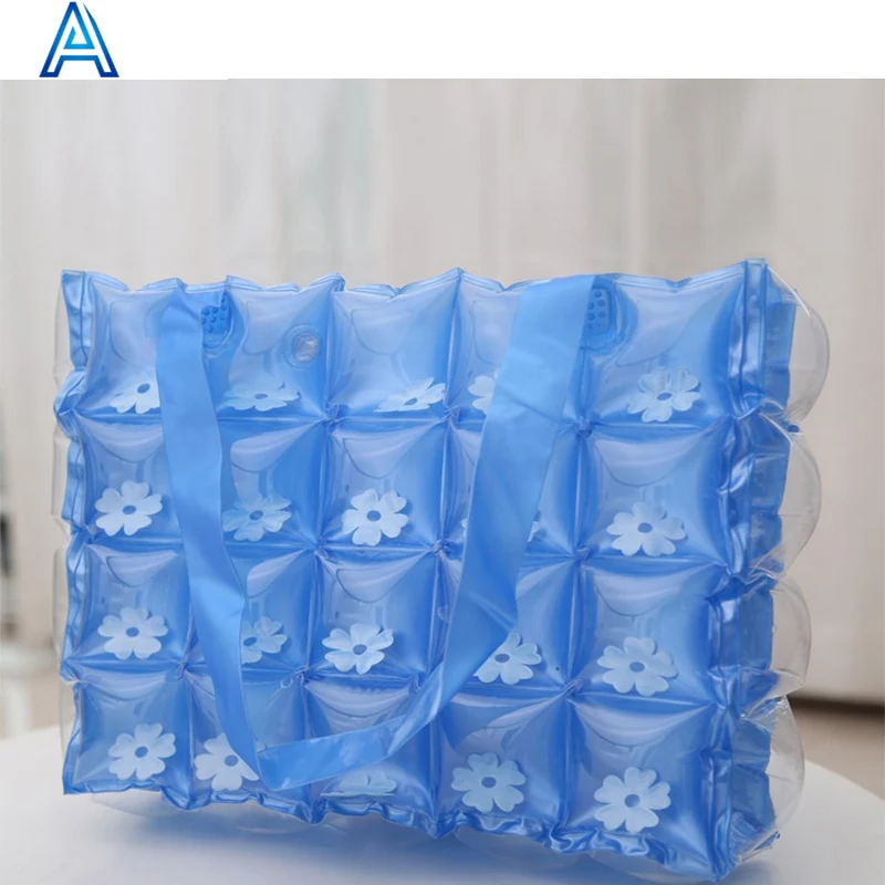 Summer sea pool beach water-proof PVC inflatable handle bag for inflatable carry shopping cosmetic bag air blown
