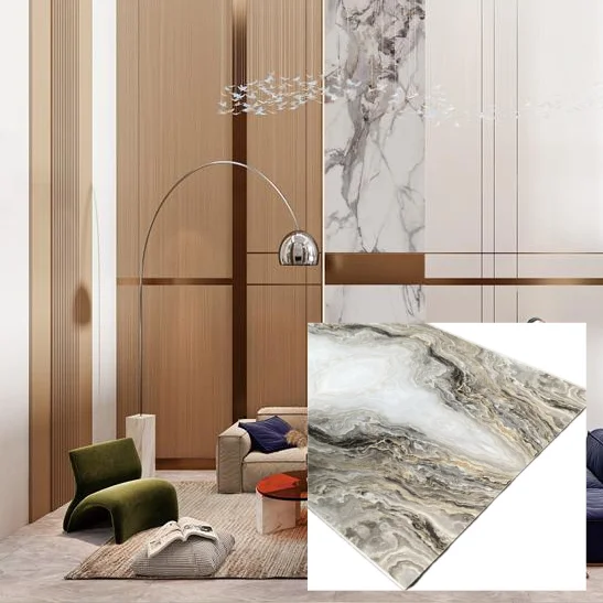 Спеченный камень большой размер фарфоровая полированная глазурованная мраморная плита внутренняя настенная плитка для флоинга