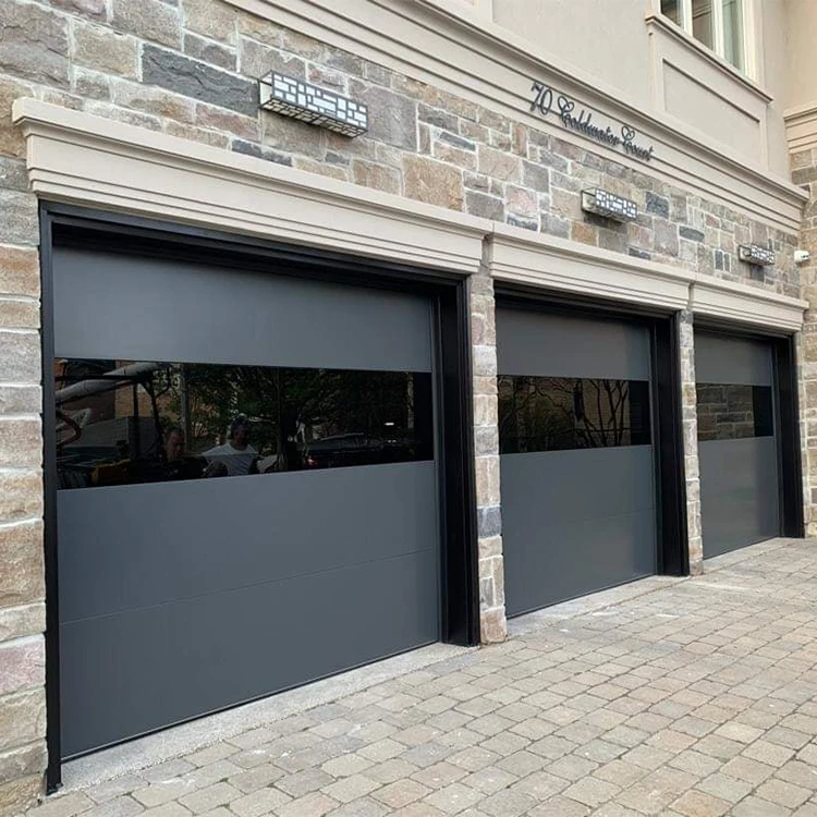 American Modern Black Mirror Aluminum Garage Door Frameless Style Garage Doors US