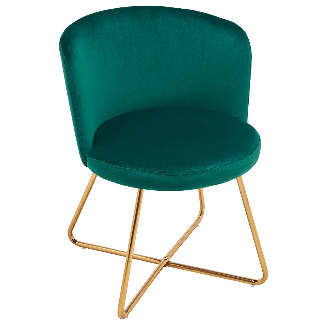 green Upholstery Dining Chair in Stainless Steel Gold Base for Restaurant Chair