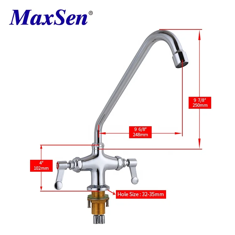 Deck Mounted Pantry Faucet with Gooseneck Spout Brass compression cartridge Cartridge and Lever Handle