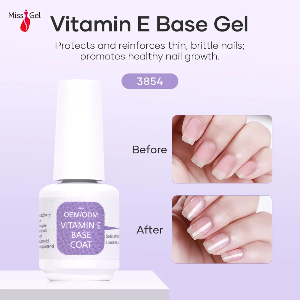 Missgel Available in stock Low Viscosity Base Gel Nail Care Custom Private Label Base Coat Gel OEM/ODM Vitamin E Base Coat
