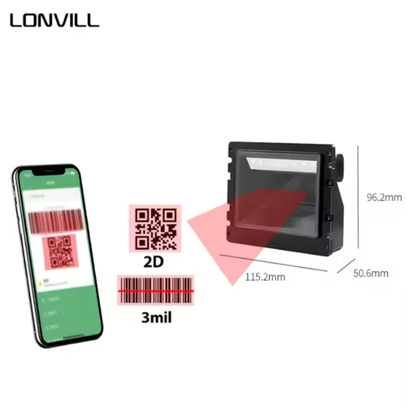 LONVILL mini qr barcode scanner bluetooth barcode reader for sale,ccd barcode scanner with USB RS232