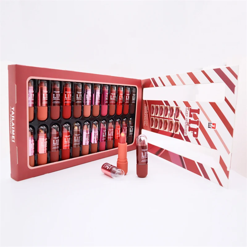 L106 Fashion 12 Colors Moisturizing Lip Colour Balm Private Label Lip Stick Gold Sequins Shimmer Custom Lipstick Matte