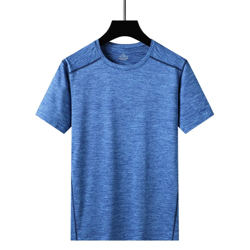 SUMMER Men 8XL O-neck Quick Dry Ice Silk Breathable Running Tshirt Fitness Sports Gym Wear