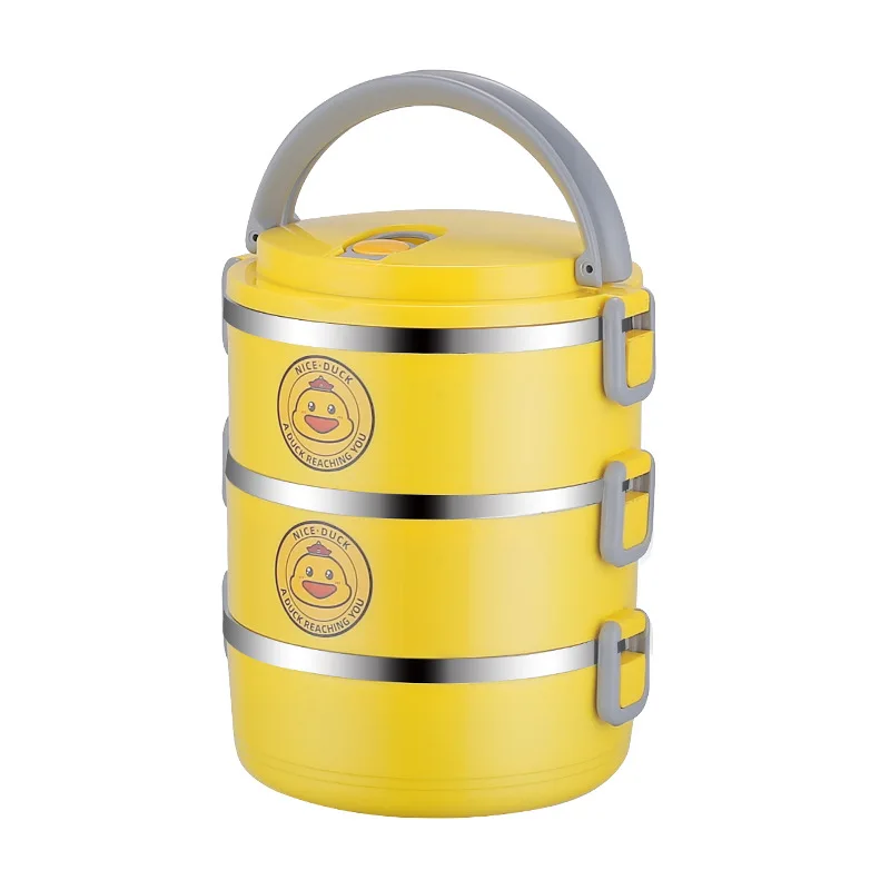 Dual/Three Tiers 304 Stainless Steel Multi-layer Circular Lunch Box Compartments Bento Bowls Student Boxs for Outdoor
