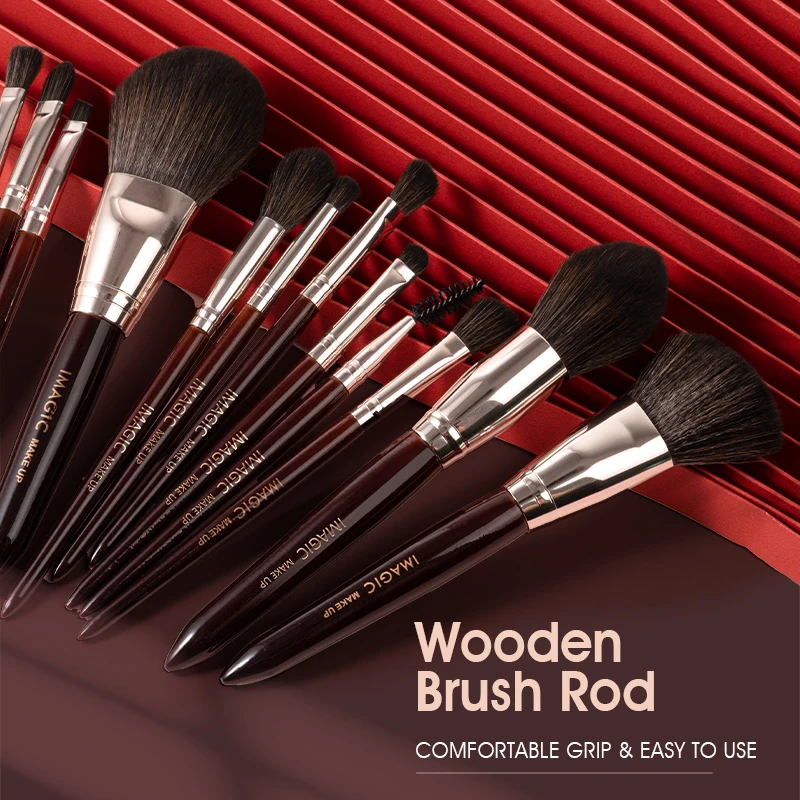 Professional cosmetic 12pcs wine red luxury makeup brush set wood handle private label foundation cosmetic makeup brushes