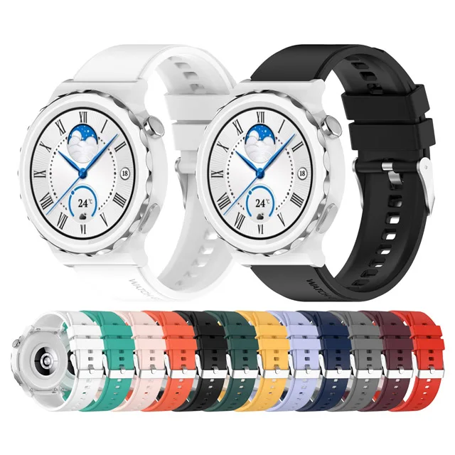20mm Sports Silicone Watch Band Strap for Huawei Watch GT3 Samsung Galaxy Watch 4 iwatch 2 Wrist Bracelet Replacement Watchband